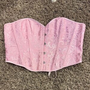 Chic Pink Floral Bandeau Corset